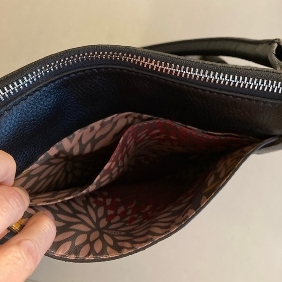 Lodis Black Leather Purse, Shoulder bag, Floral lining - Picture 5 of 16